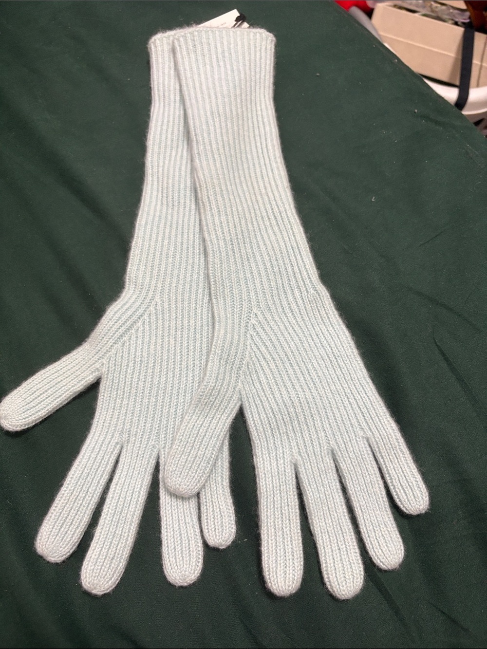 Banana Republic Light Blue Ribbed Knit Long Gloves
